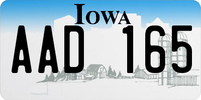 IA license plate AAD165