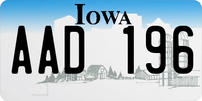 IA license plate AAD196
