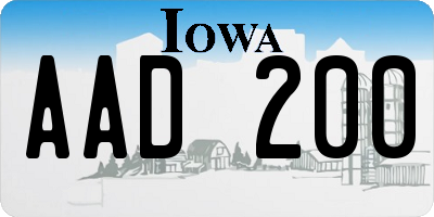 IA license plate AAD200