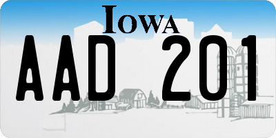 IA license plate AAD201
