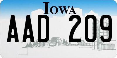 IA license plate AAD209