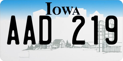 IA license plate AAD219