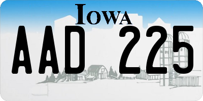 IA license plate AAD225