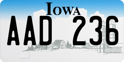IA license plate AAD236