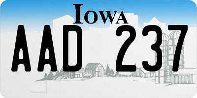 IA license plate AAD237