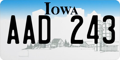 IA license plate AAD243