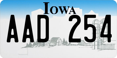 IA license plate AAD254