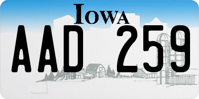 IA license plate AAD259
