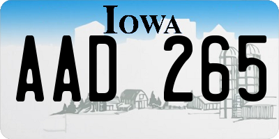 IA license plate AAD265
