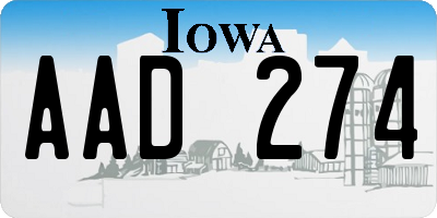 IA license plate AAD274