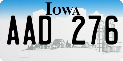 IA license plate AAD276