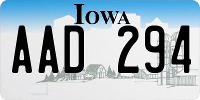 IA license plate AAD294