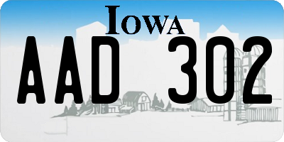 IA license plate AAD302