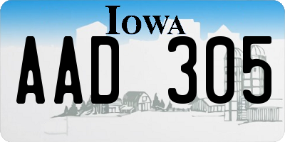 IA license plate AAD305