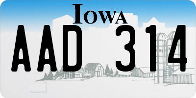 IA license plate AAD314