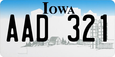 IA license plate AAD321