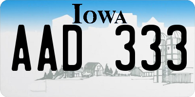 IA license plate AAD333