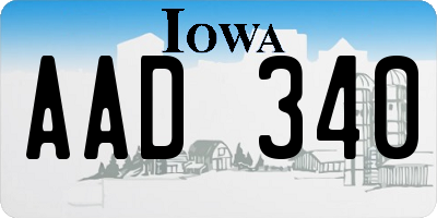 IA license plate AAD340