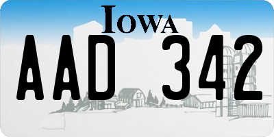 IA license plate AAD342