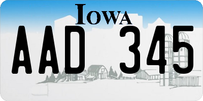 IA license plate AAD345