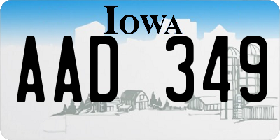 IA license plate AAD349