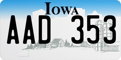 IA license plate AAD353