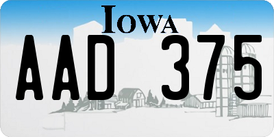 IA license plate AAD375