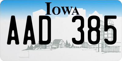 IA license plate AAD385