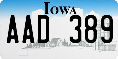 IA license plate AAD389