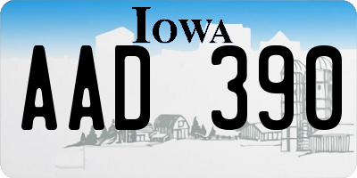 IA license plate AAD390