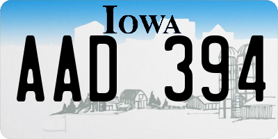 IA license plate AAD394