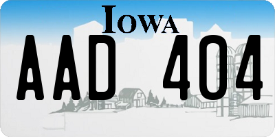 IA license plate AAD404