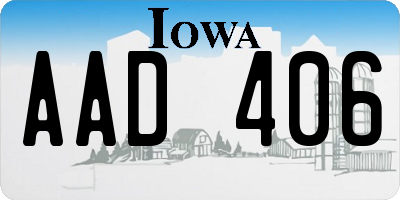 IA license plate AAD406