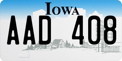 IA license plate AAD408