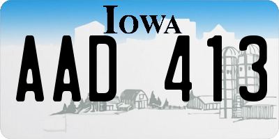 IA license plate AAD413