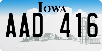 IA license plate AAD416