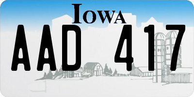 IA license plate AAD417