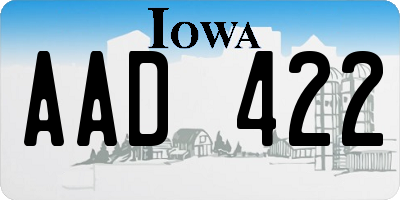IA license plate AAD422