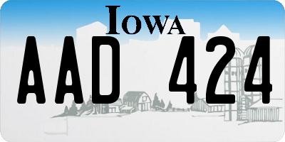 IA license plate AAD424