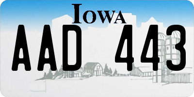 IA license plate AAD443