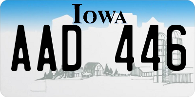 IA license plate AAD446
