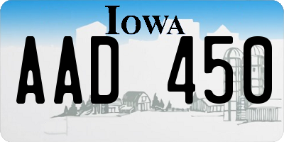 IA license plate AAD450