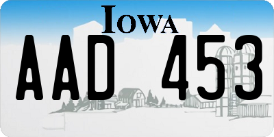 IA license plate AAD453