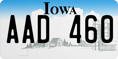 IA license plate AAD460