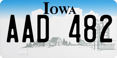 IA license plate AAD482