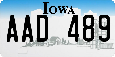 IA license plate AAD489