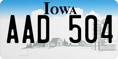 IA license plate AAD504