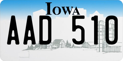 IA license plate AAD510