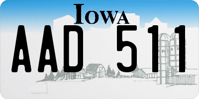IA license plate AAD511