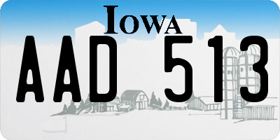 IA license plate AAD513
